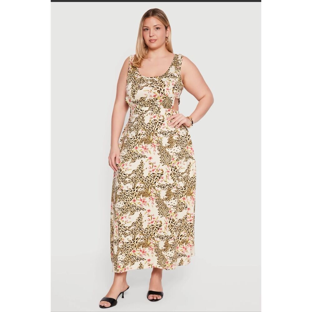 Cheetah Floral Patterned Dress